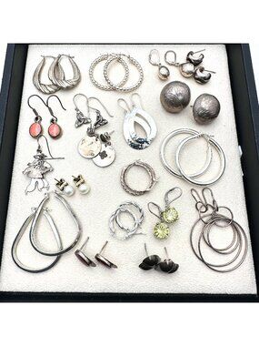 Sterling Silver Earrings Lot 77 Grams Wear Scrap or Resell All XRF Tested